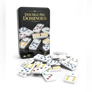 2 Sets of Spin Master Games, Double Six Dominoes Set in Storage Tin, Ages 8+